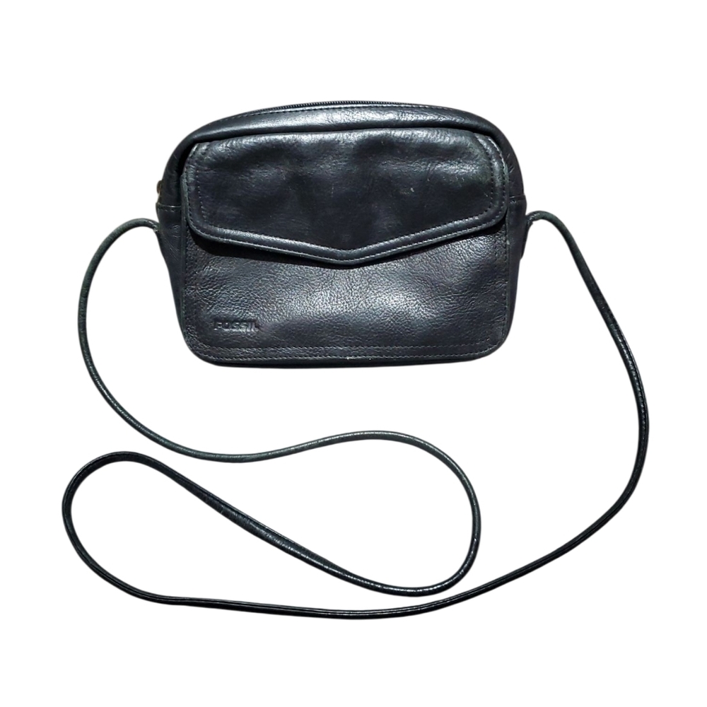Fossil Black Leather Crossbody Bag